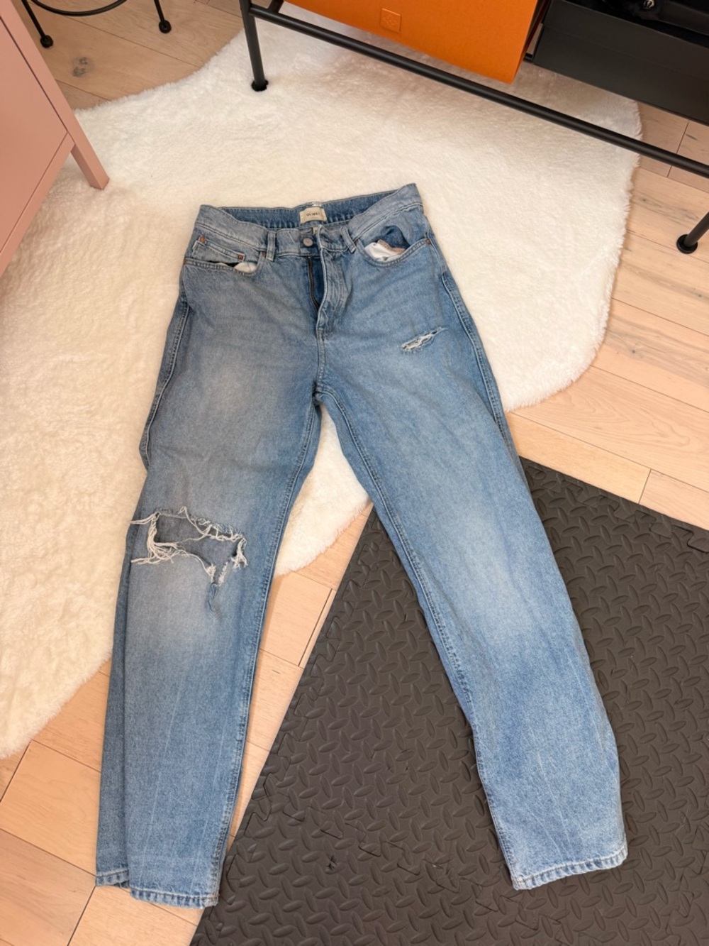 DL1961 Light Blue Distressed Boyfriend Jeans